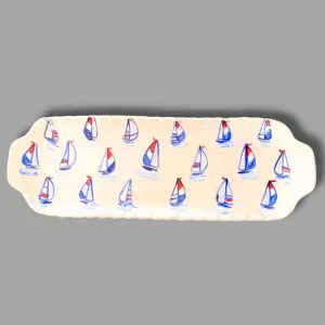 Red, White and Blue Medium Handled Rectangular Tray