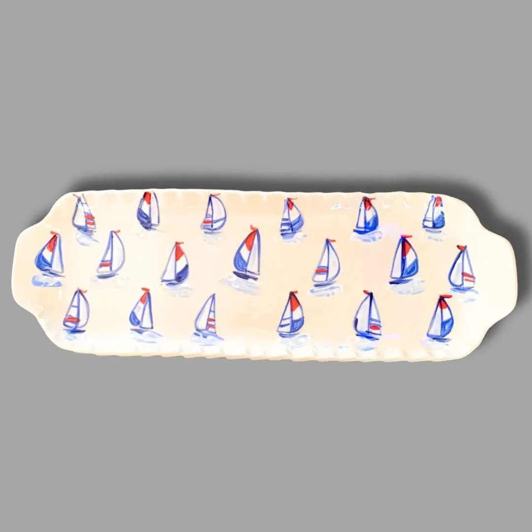 Red, White and Blue Medium Handled Rectangular Tray