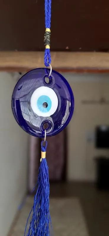 Revashree Craft World 6 Cm Wall Hanging Evil Eye Wind Chimes for Home Décor Items for Living Room Entrance Balcony Garden for Positive Energy Protection Vastu
