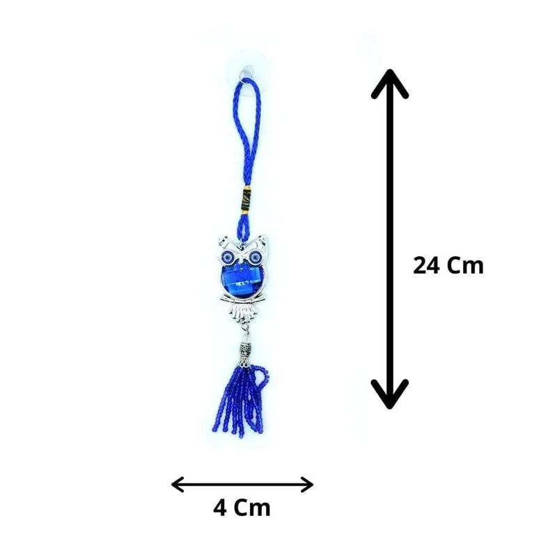 Revashree Craft World Aowl Evil Eye Car Hanging Handmade Hangings for Positivity (Can be Used as Home Decor, Gift, Wall Hangings, Meditation Room, Yoga Temple, Wind Chime)