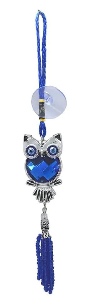 Revashree Craft World Aowl Evil Eye Car Hanging Handmade Hangings for Positivity (Can be Used as Home Decor, Gift, Wall Hangings, Meditation Room, Yoga Temple, Wind Chime)
