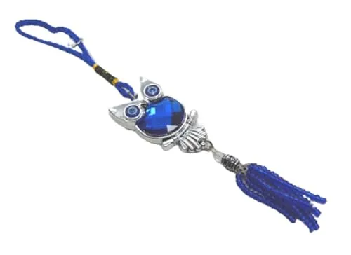 Revashree Craft World Aowl Evil Eye Car Hanging Handmade Hangings for Positivity (Can be Used as Home Decor, Gift, Wall Hangings, Meditation Room, Yoga Temple, Wind Chime)