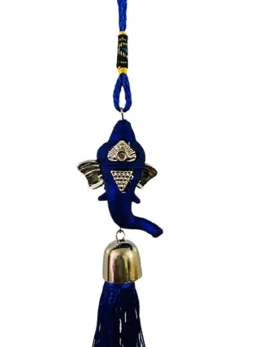 Revashree Craft World Ganesh Latkan Evil Eye Car Hanging Handmade Hangings for Positivity (Can be Used as Home Decor, Gift, Wall Hangings, Meditation Room, Yoga Temple, Wind Chime)