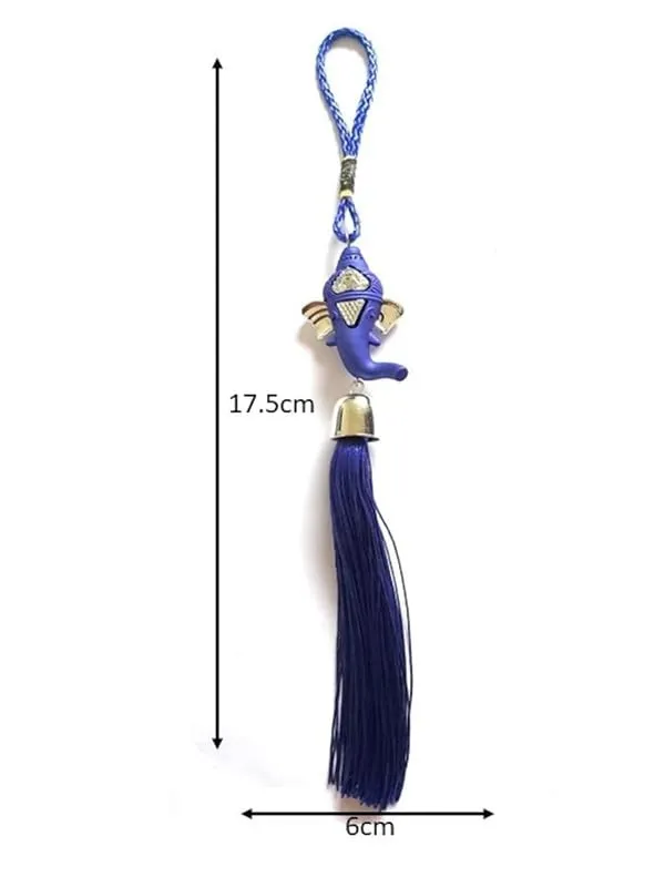 Revashree Craft World Ganesh Latkan Evil Eye Car Hanging Handmade Hangings for Positivity (Can be Used as Home Decor, Gift, Wall Hangings, Meditation Room, Yoga Temple, Wind Chime)