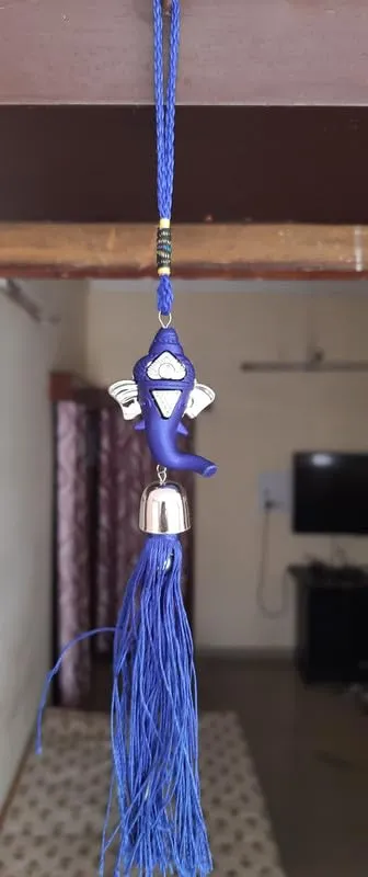 Revashree Craft World Ganesh Latkan Evil Eye Car Hanging Handmade Hangings for Positivity (Can be Used as Home Decor, Gift, Wall Hangings, Meditation Room, Yoga Temple, Wind Chime)