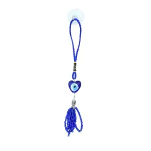 Revashree Craft World Heart Shape Wall Hanging Evil Eye Wind Chimes for Home Décor Items for Living Room Entrance Balcony Garden for Positive Energy Protection Vastu (Blue) H : 7 inch