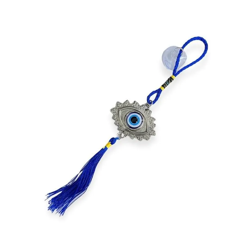 Revashree Craft World One Eye Shape Wall Hanging Evil Eye Wind Chimes for Home Décor Items for Living Room Entrance Balcony Garden for Positive Energy Protection Vastu (Blue) H : 9 inch