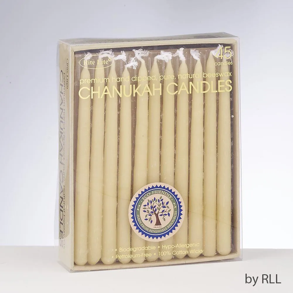 Rite Lite Hanukkah Candles 45pk - Natural Hand-Dipped Beeswax
