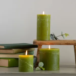 Rustic Pillar Candle Fern Green 70x130mm
