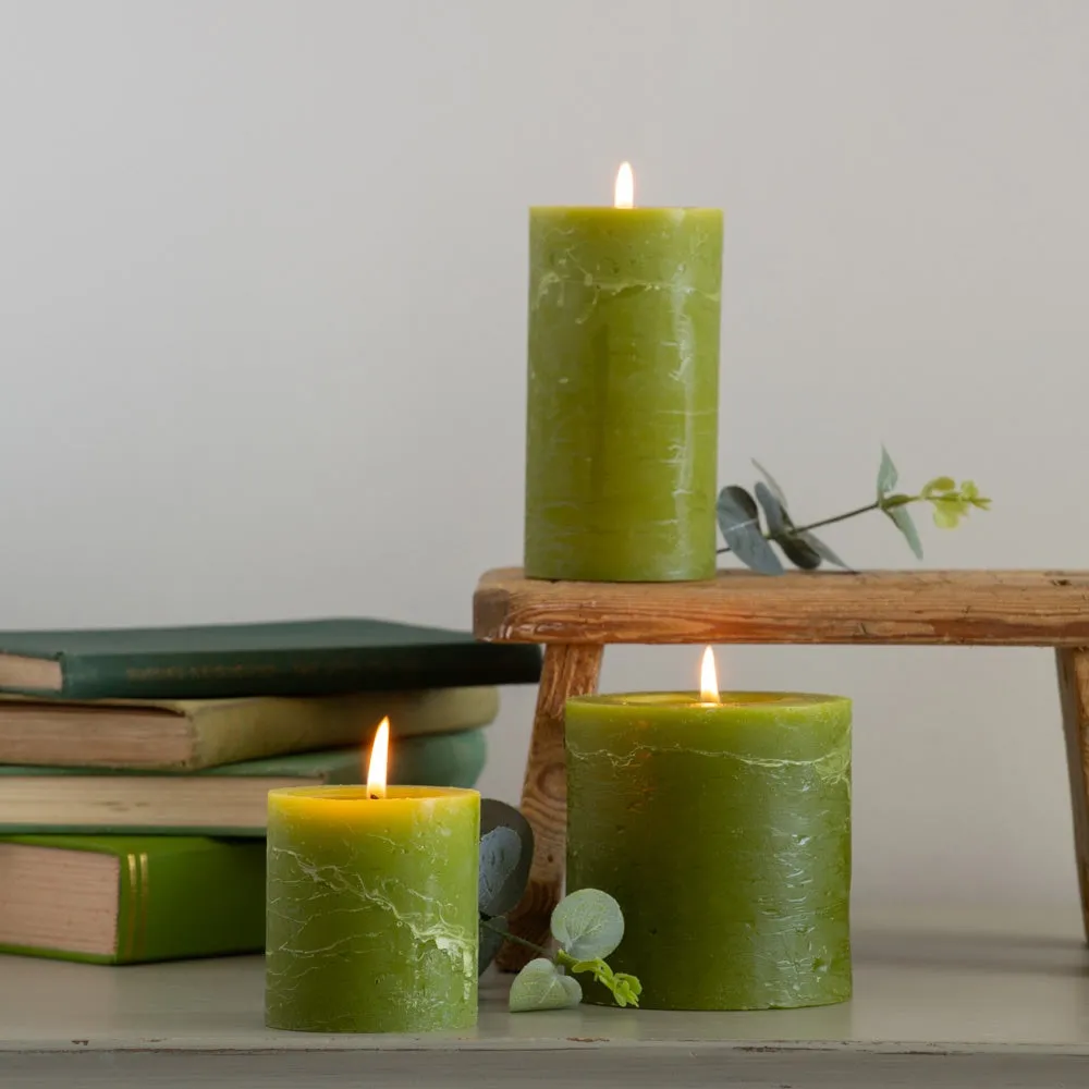 Rustic Pillar Candle Fern Green 70x130mm