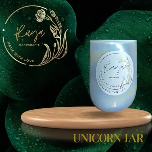 Ruya's Handcrafts Serinity Unicorn Jars Double Wick Rose Quartz Stone | Revealing Delightful Surprises Every Flicker Therapy Candles | Love Spell Candles (Maker's Choice)