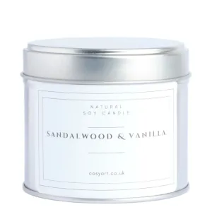 Sandalwood and Vanilla Candle in Tin 250ml