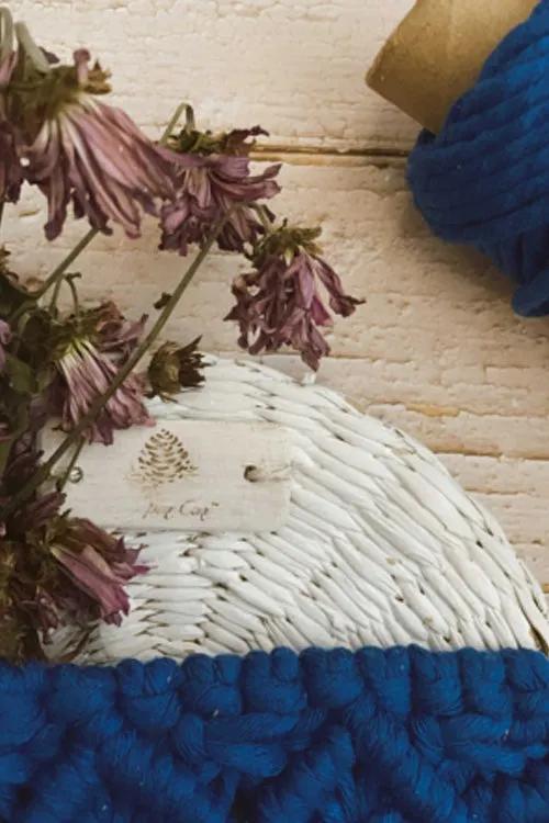 Santorini Blue Macrame Basket Wall Decor