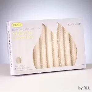 Shabbat Candles,premium,white Honeycomb Beeswax, 5.5",12/gift Box