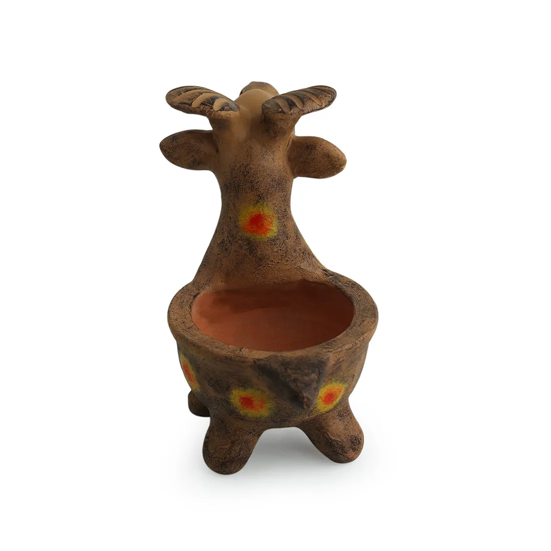 'Smiling Giraffe' Handmade Garden Decorative Planter In Terracotta