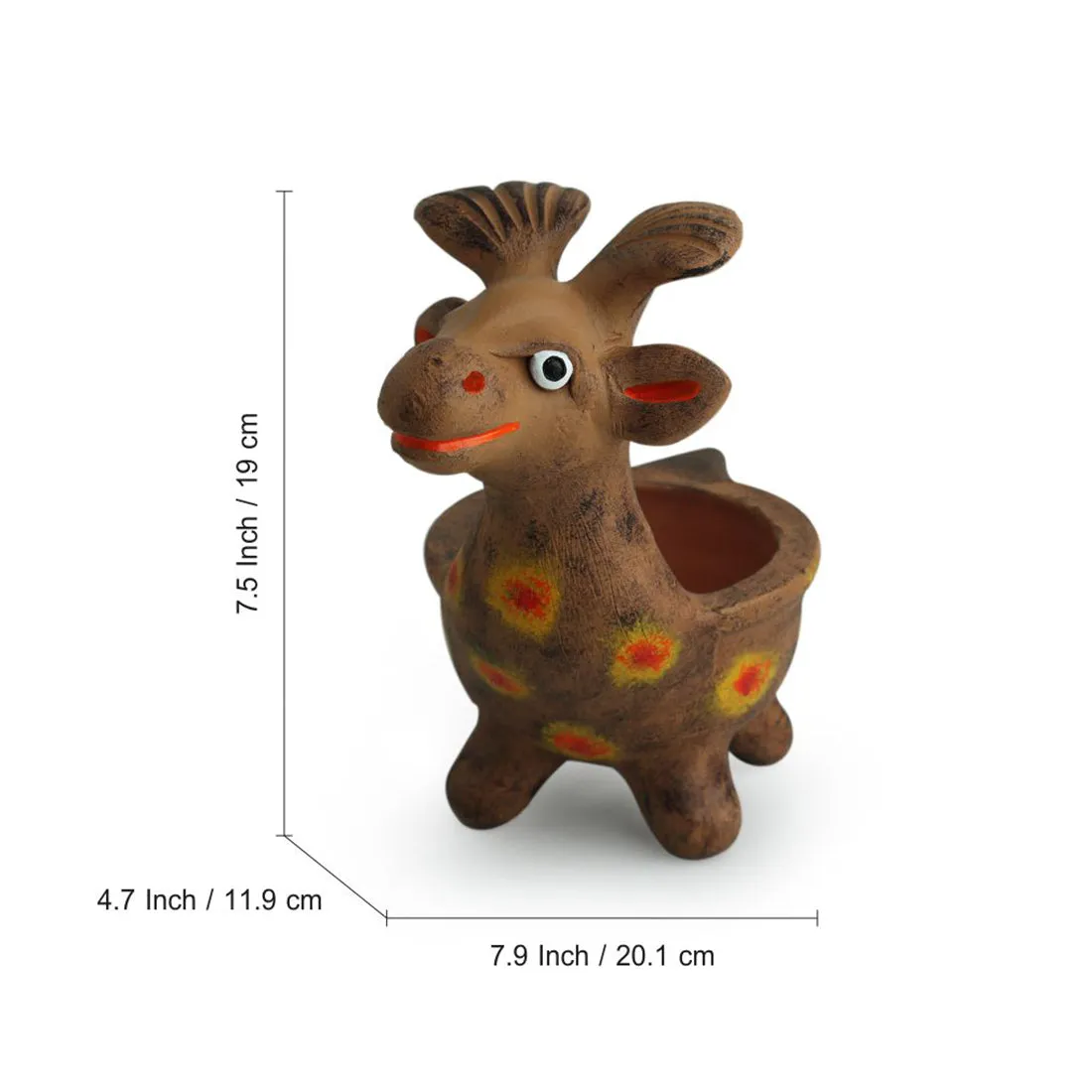 'Smiling Giraffe' Handmade Garden Decorative Planter In Terracotta