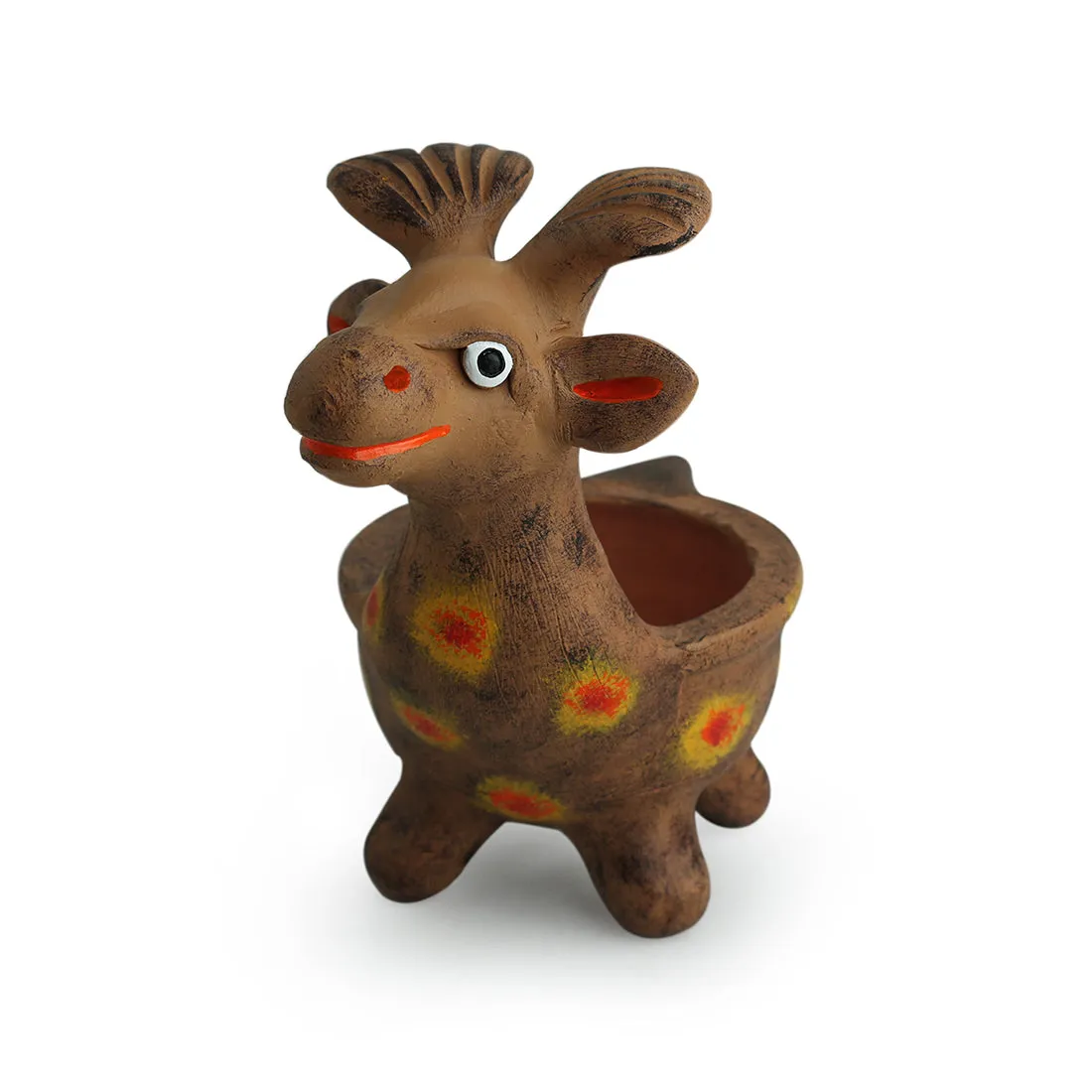 'Smiling Giraffe' Handmade Garden Decorative Planter In Terracotta
