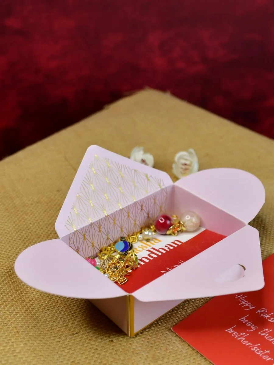 Sowpeace Exquisite Metal Abstract Rakhi Pack of 1 with Roli Chawal and Greeting card combo for Raksha Bandhan and Gifting