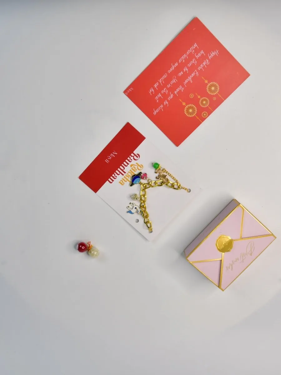 Sowpeace Exquisite Metal Abstract Rakhi Pack of 1 with Roli Chawal and Greeting card combo for Raksha Bandhan and Gifting