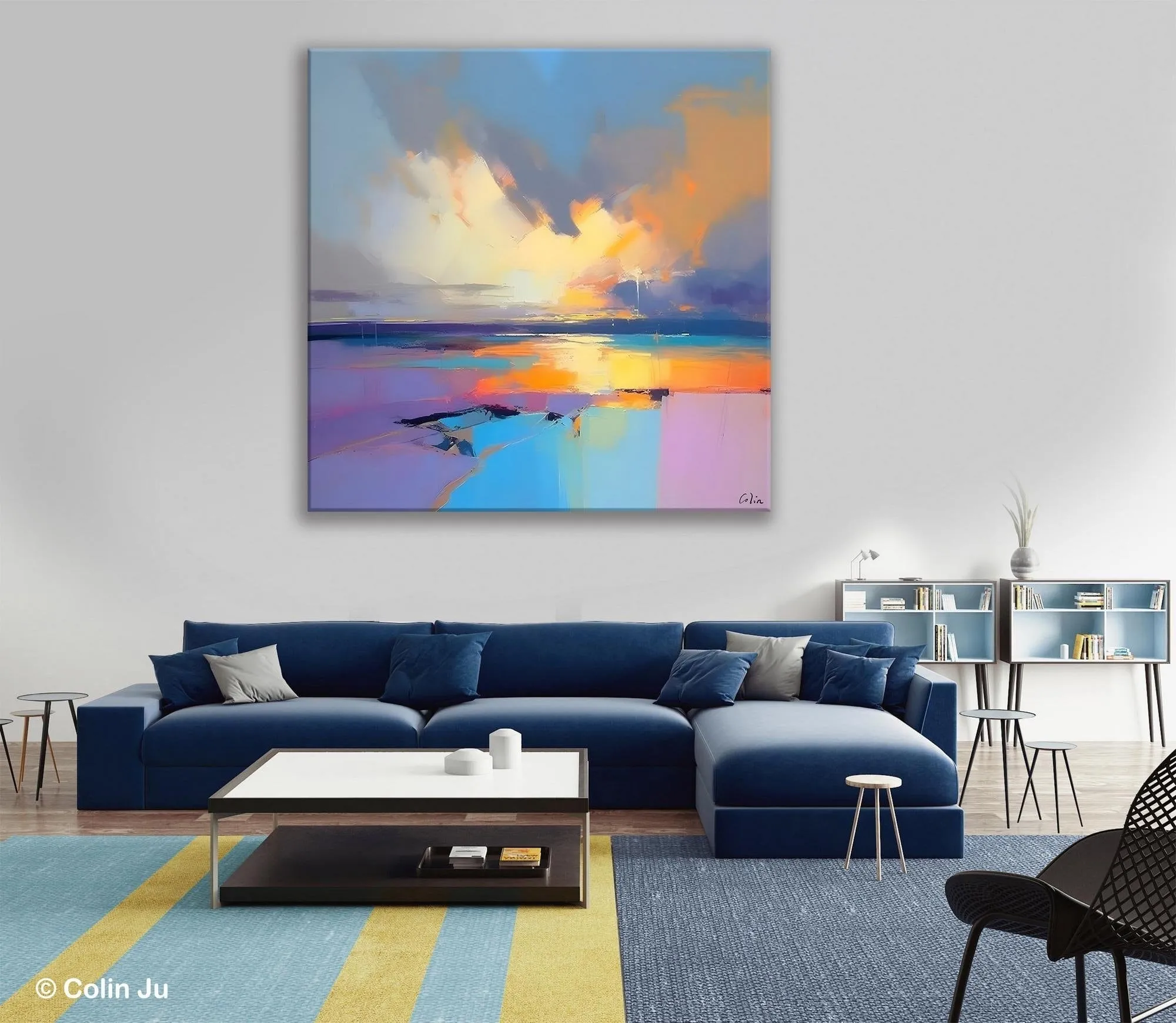 Sunrise Landscape Acrylic Art, Landscape Canvas Art, Original Abstract Art, Hand Painted Canvas Art, Large Abstract Painting for Living Room