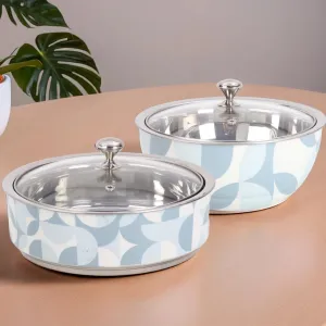 The Better Home Insulated Serving Casserole (2Pcs - 1.5L Each) | Stainless Steel Hotpot with Transparent Glass Lid | Hot Pot for Roti Box | Curry Bowls for Serving | House Warming Gifts for New Home