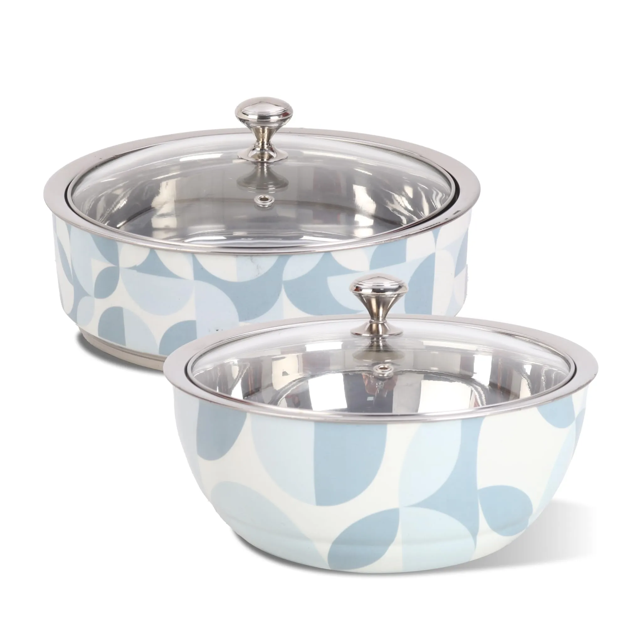 The Better Home Insulated Serving Casserole (2Pcs - 1.5L Each) | Stainless Steel Hotpot with Transparent Glass Lid | Hot Pot for Roti Box | Curry Bowls for Serving | House Warming Gifts for New Home