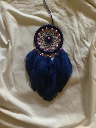 UV HANDICRAFTS Dark Blue Dream Catcher Handmade Hangings for Positivity Ideal for Home Decor, Gift, Wall Hangings, Meditation Room, Yoga Temple, Wind Chime & Car Feather Hanging(Pack of 1)