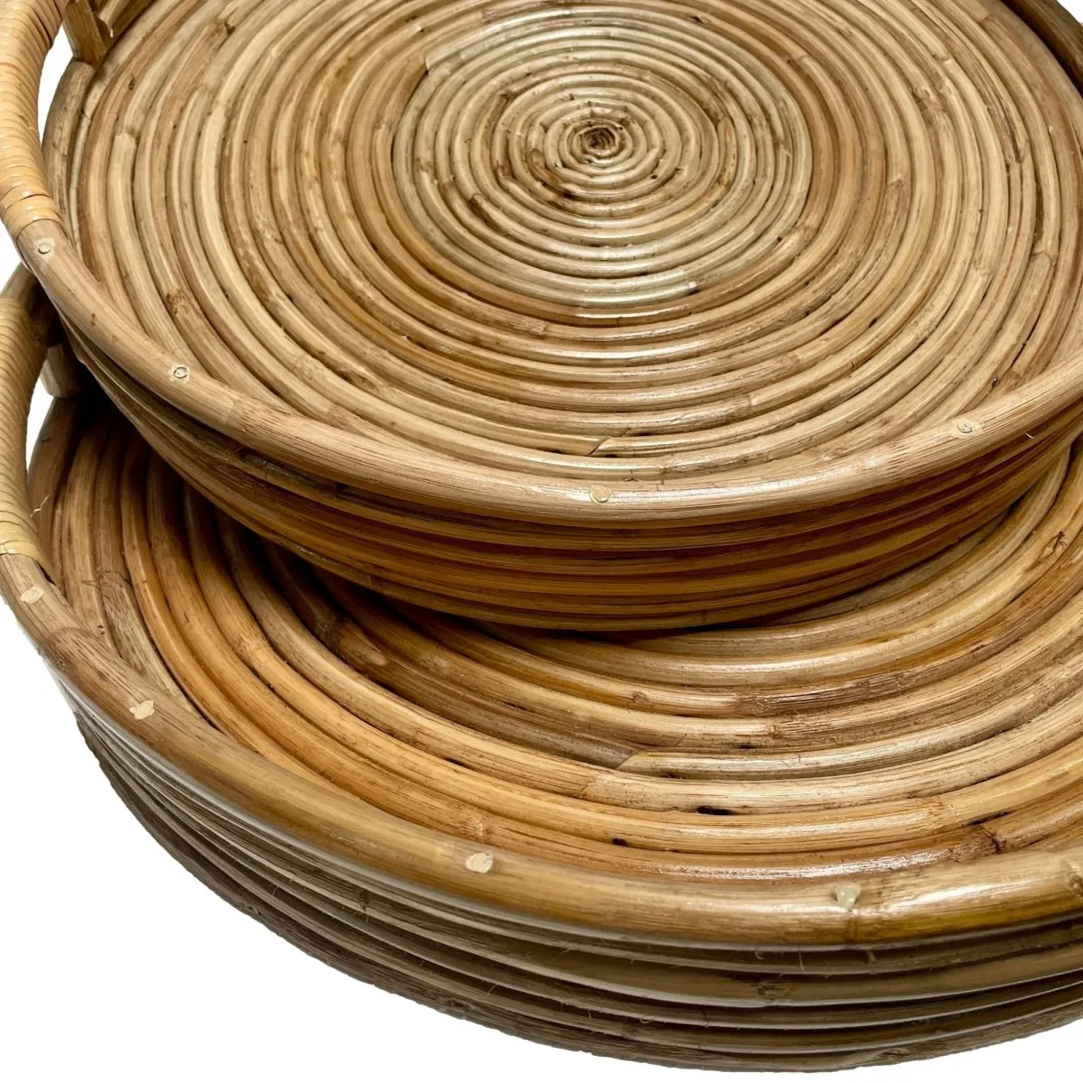 Verres Set of 2 Rattan Round Tray with Handles