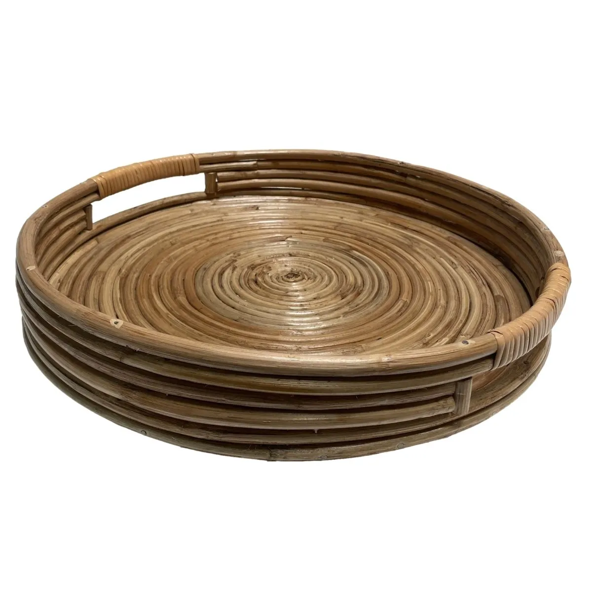 Verres Set of 2 Rattan Round Tray with Handles