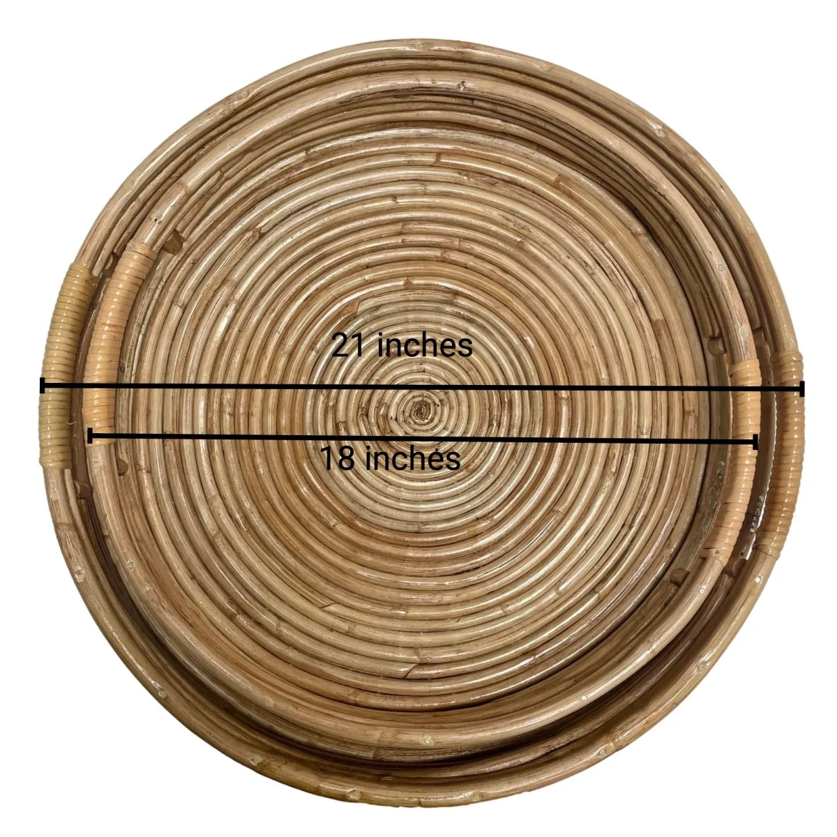 Verres Set of 2 Rattan Round Tray with Handles