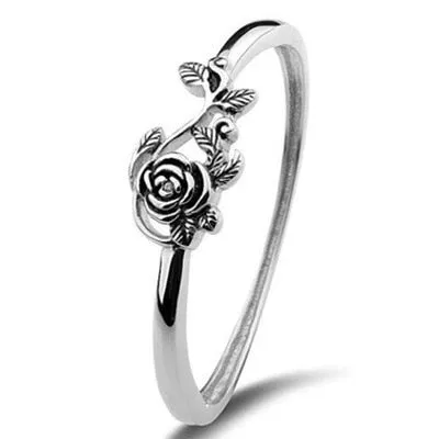 Victorian Jewelry Micro Pave Black Rose Cocktail Rings for Women with Zircon