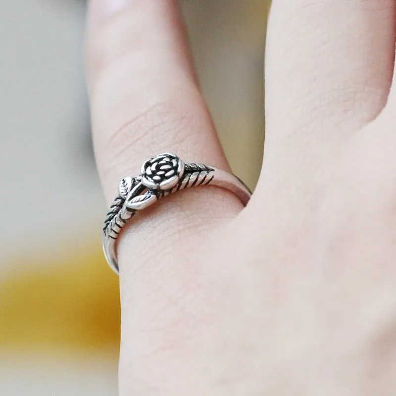 Victorian Jewelry Micro Pave Black Rose Cocktail Rings for Women with Zircon