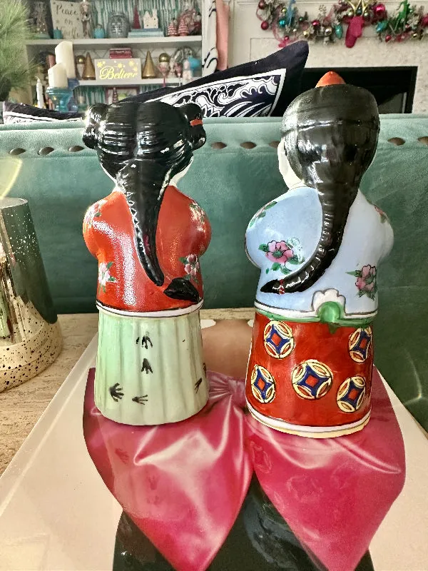 Vintage Figurines Asian Chinese Jintong Boy Yunu Jade Girl Statues Porcelain - Pair