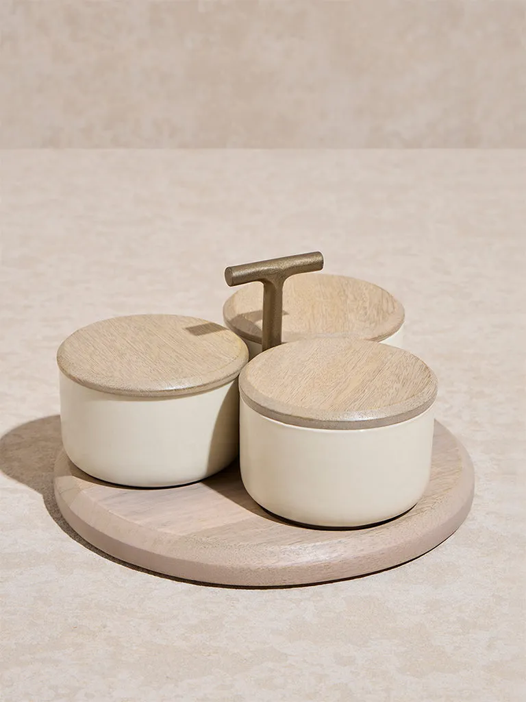 Westside Home Beige Marble Chutney Bowl (Set of 3)
