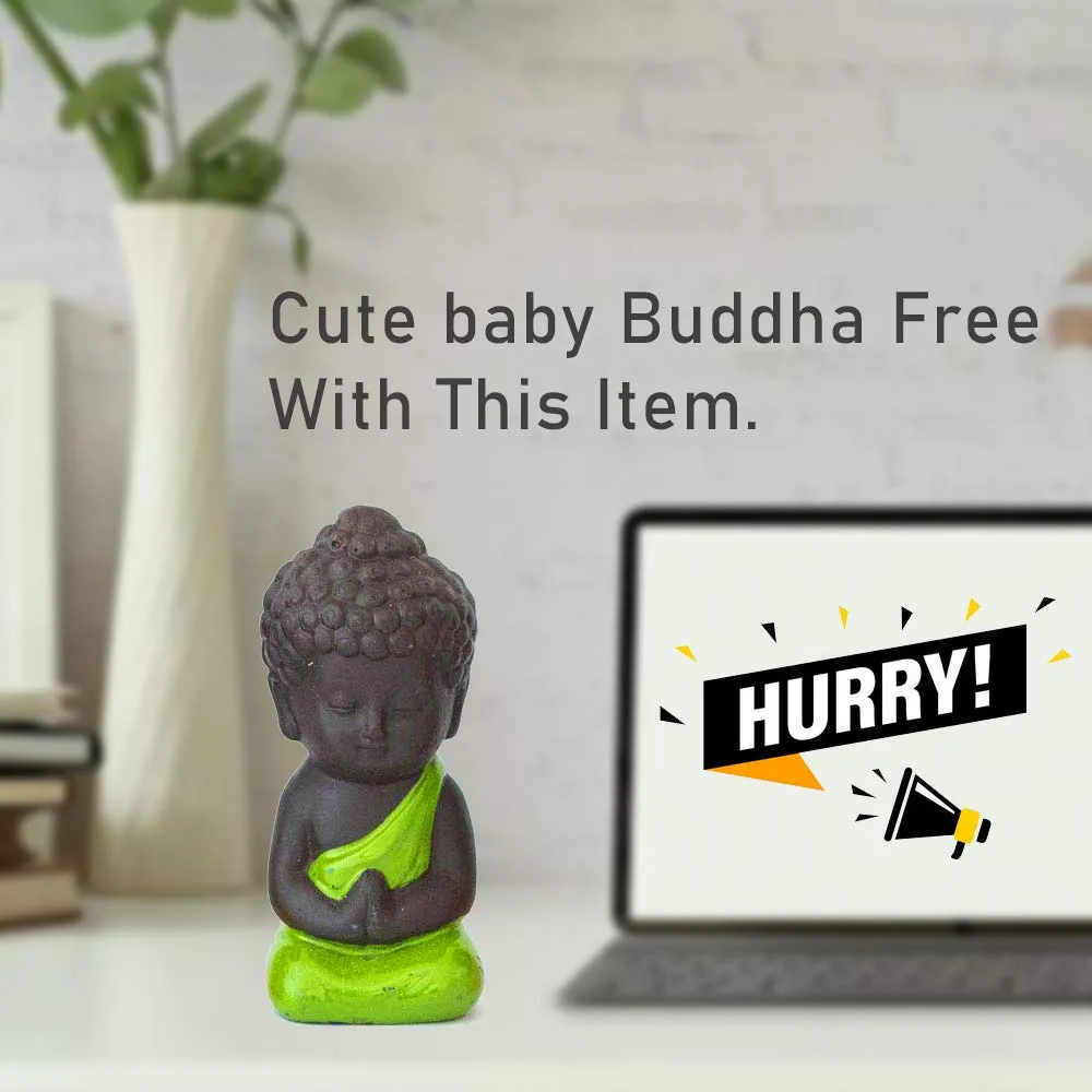 WONIRY Rise Fabric Green Small Baby Buddha With Laughing Buddha Kung Fu/Little Monks Statue (10 Cm X 15 Cm X 5 Cm) - Set of 4