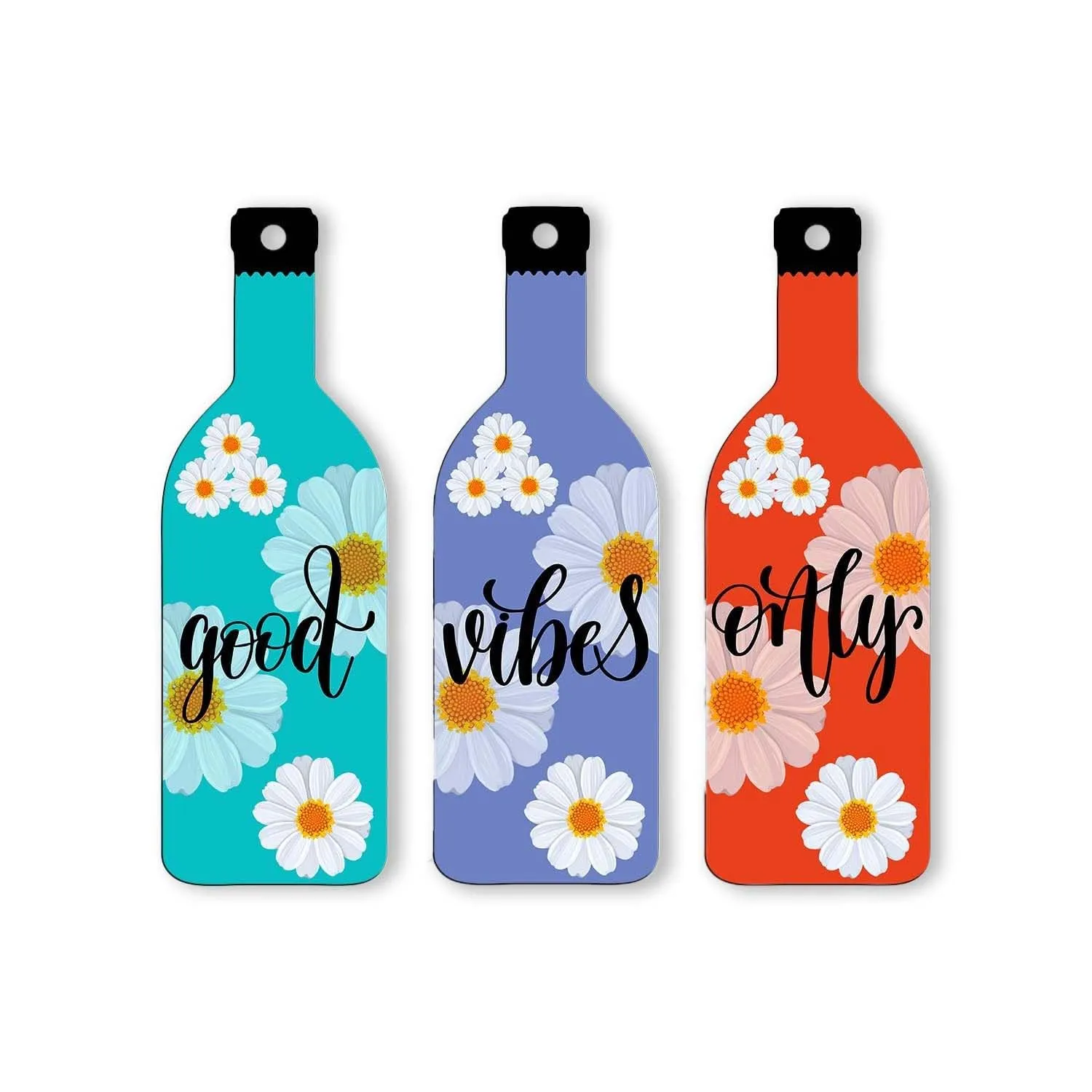 Xtore Decorative Wall Art MDF Wooden Hanger for Living Room | Bedroom | Office | Kitchen | Good Vibes Only | Wall Hanging For Home Decor - Set of 3